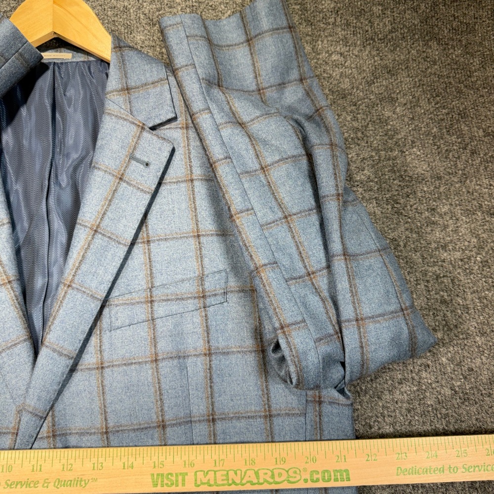 Joseph Abboud Heritage Windowpane Blazer Mens 44 Long Blue Reda Super 130s Wool - Picture 12 of 16